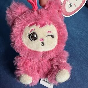 Yoonique Lababies Mimi Plush Keychain Pink Sparkle Monster NWT YQ061025